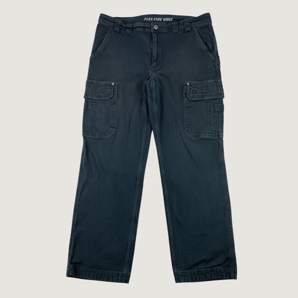 Duluth Trading Co Flex Fire Hose Cargo Pants Mens 38x32 Black Relaxed Workwear